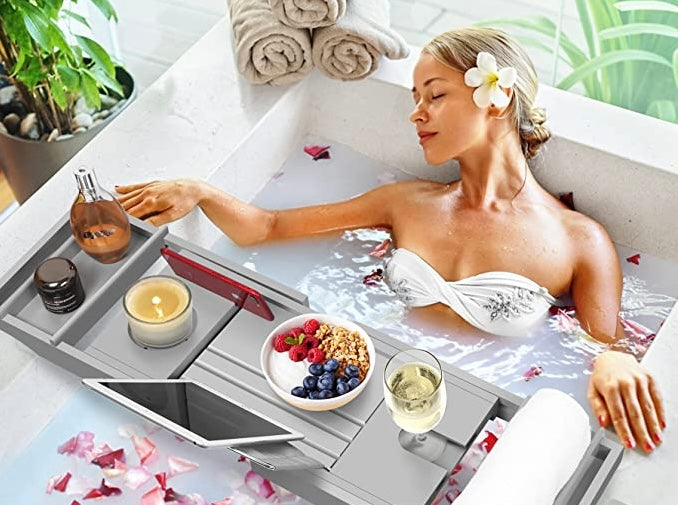 Natural Bamboo Bathtub Caddy
