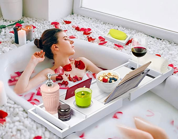 Natural Bamboo Bathtub Caddy